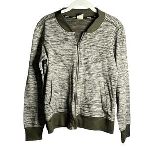 Reebok Dark Green Marled Long Sleeve Zip Up Athletic Jacket Size Medium